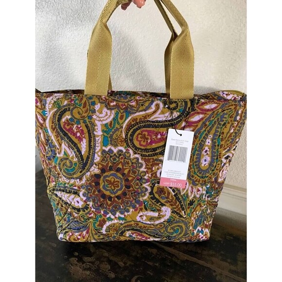 Vera Bradley Print, Buta Spray Earth Tone Paisley Essential Lunch Tote-NWT - Picture 2 of 3